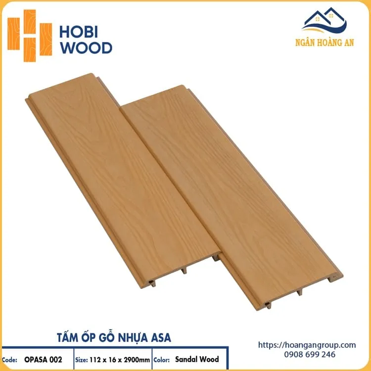 Tấm Ốp Gỗ Nhựa Ngoài Phủ ASA Hobiwood OPASA 002 Sandal Wood